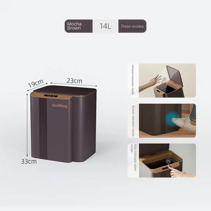Modern gray smart sensor trash can for kitchen and bathroom