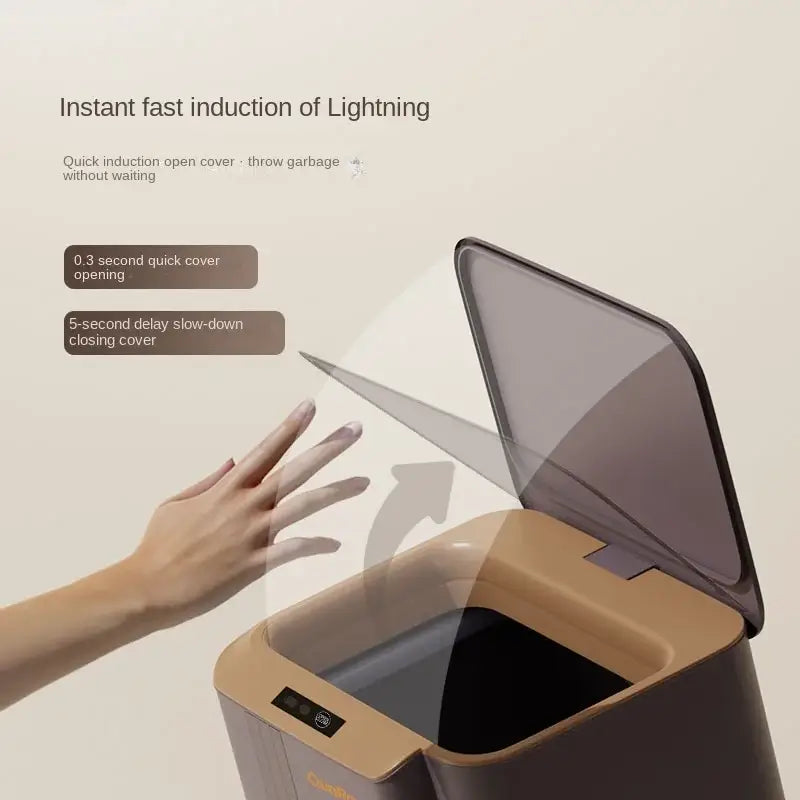 Modern gray smart sensor trash can for kitchen and bathroom