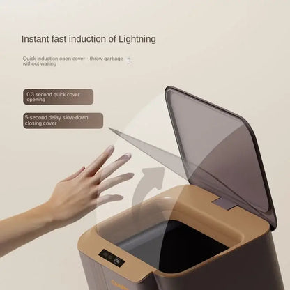 Modern gray smart sensor trash can for kitchen and bathroom