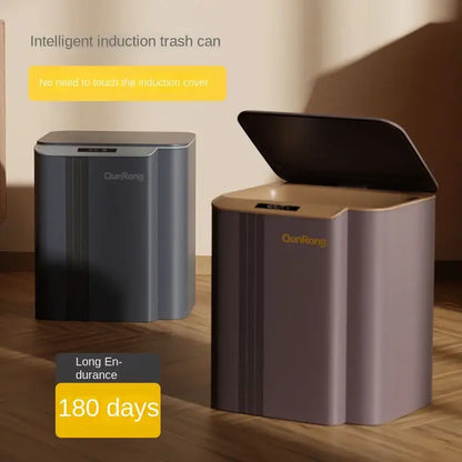Modern gray smart sensor trash can for kitchen and bathroom