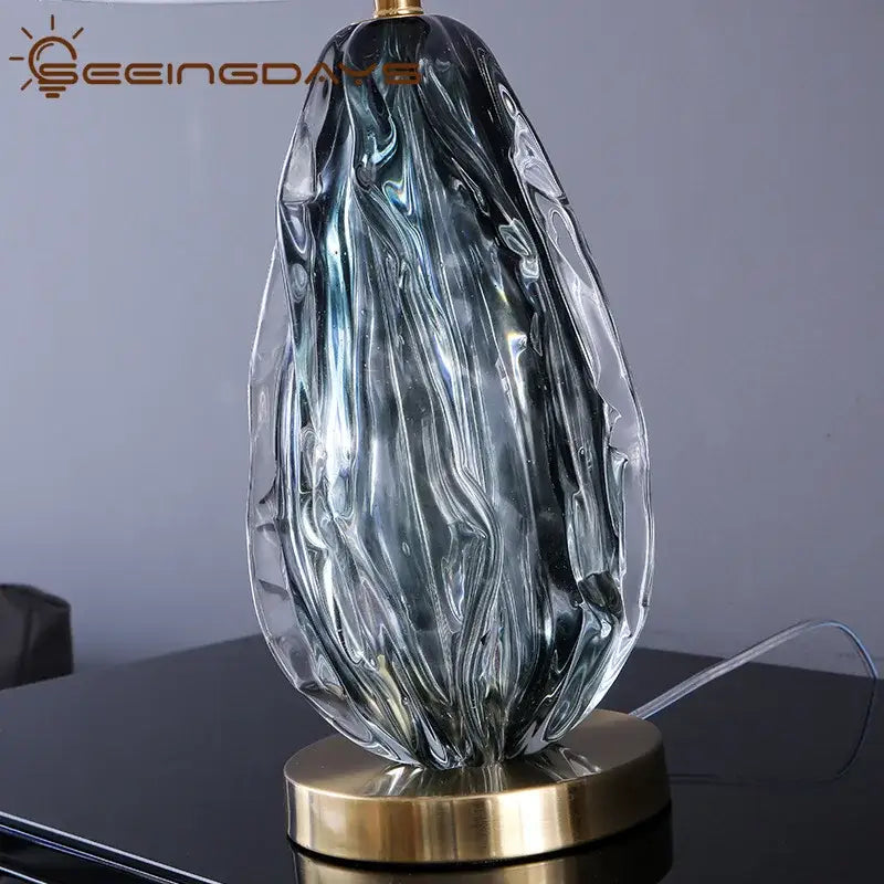 Modern gray swirl crystal table lamp bedroom night light