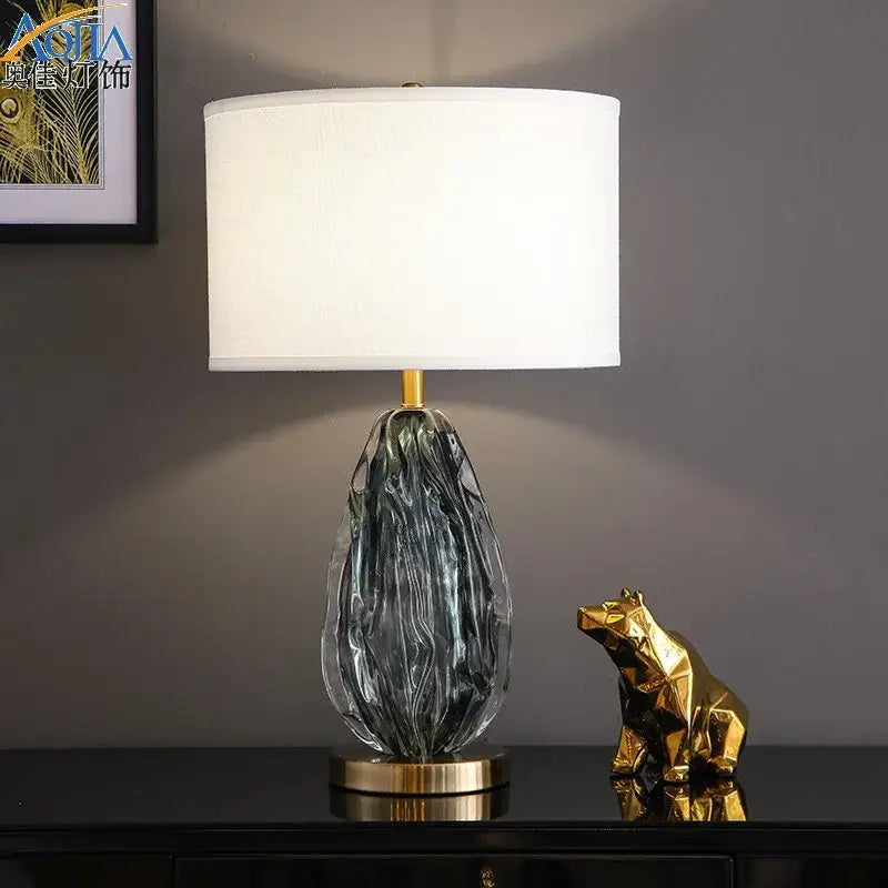 Modern gray swirl crystal table lamp bedroom night light