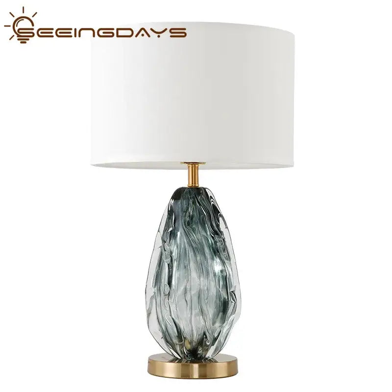 Modern gray swirl crystal table lamp bedroom night light