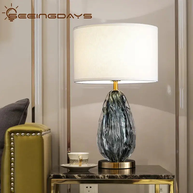 Modern gray swirl crystal table lamp bedroom night light