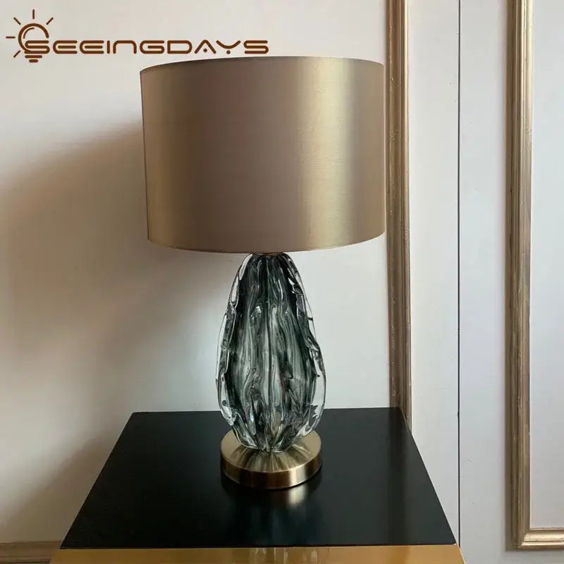 Modern gray swirl crystal table lamp bedroom night light