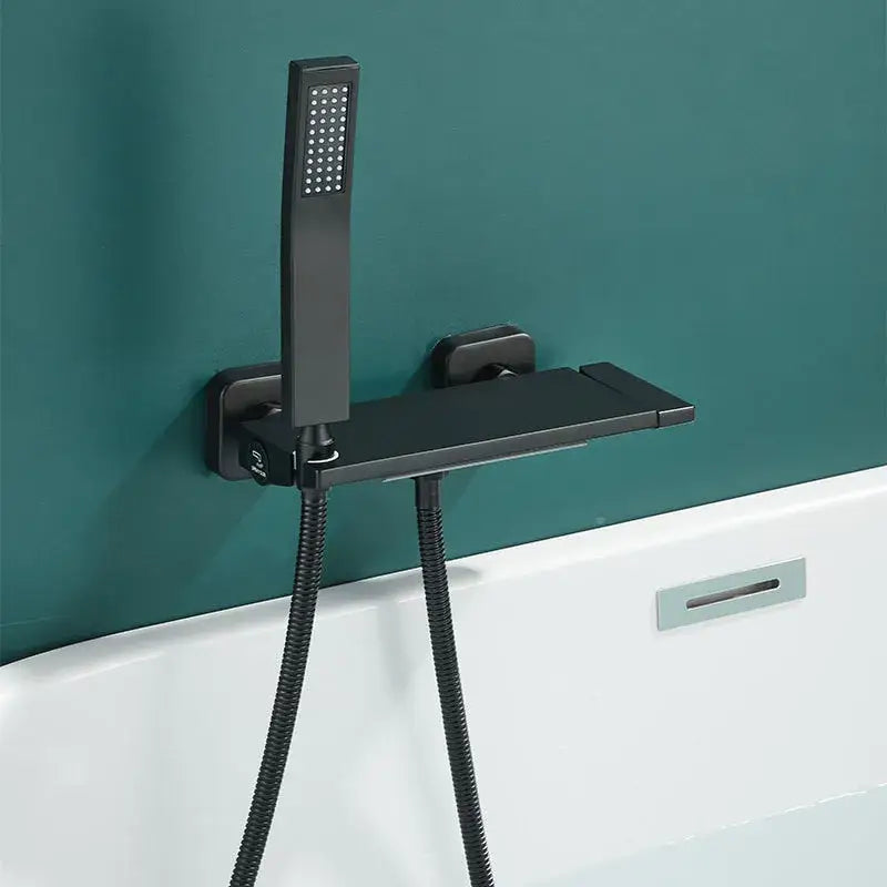 Modern gray wall mounted waterfall faucet set for bathroom shower