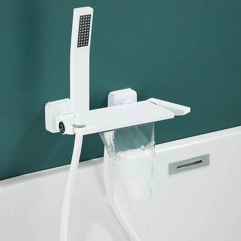 Modern gray wall mounted waterfall faucet set for bathroom shower