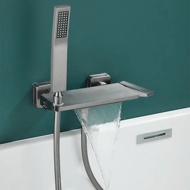 Modern gray wall mounted waterfall faucet set for bathroom shower