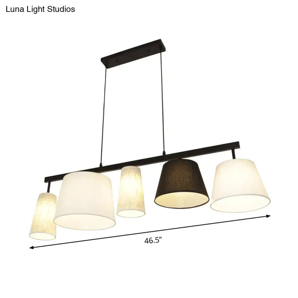 Modern gray & white barrel hanging light kitchen island pendant