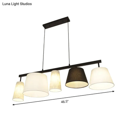 Modern gray & white barrel hanging light kitchen island pendant