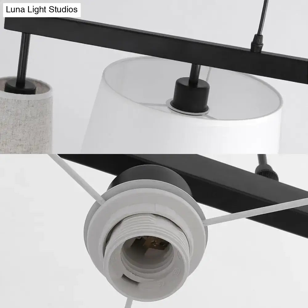 Modern gray & white barrel hanging light kitchen island pendant