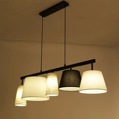 Modern gray & white barrel hanging light kitchen island pendant