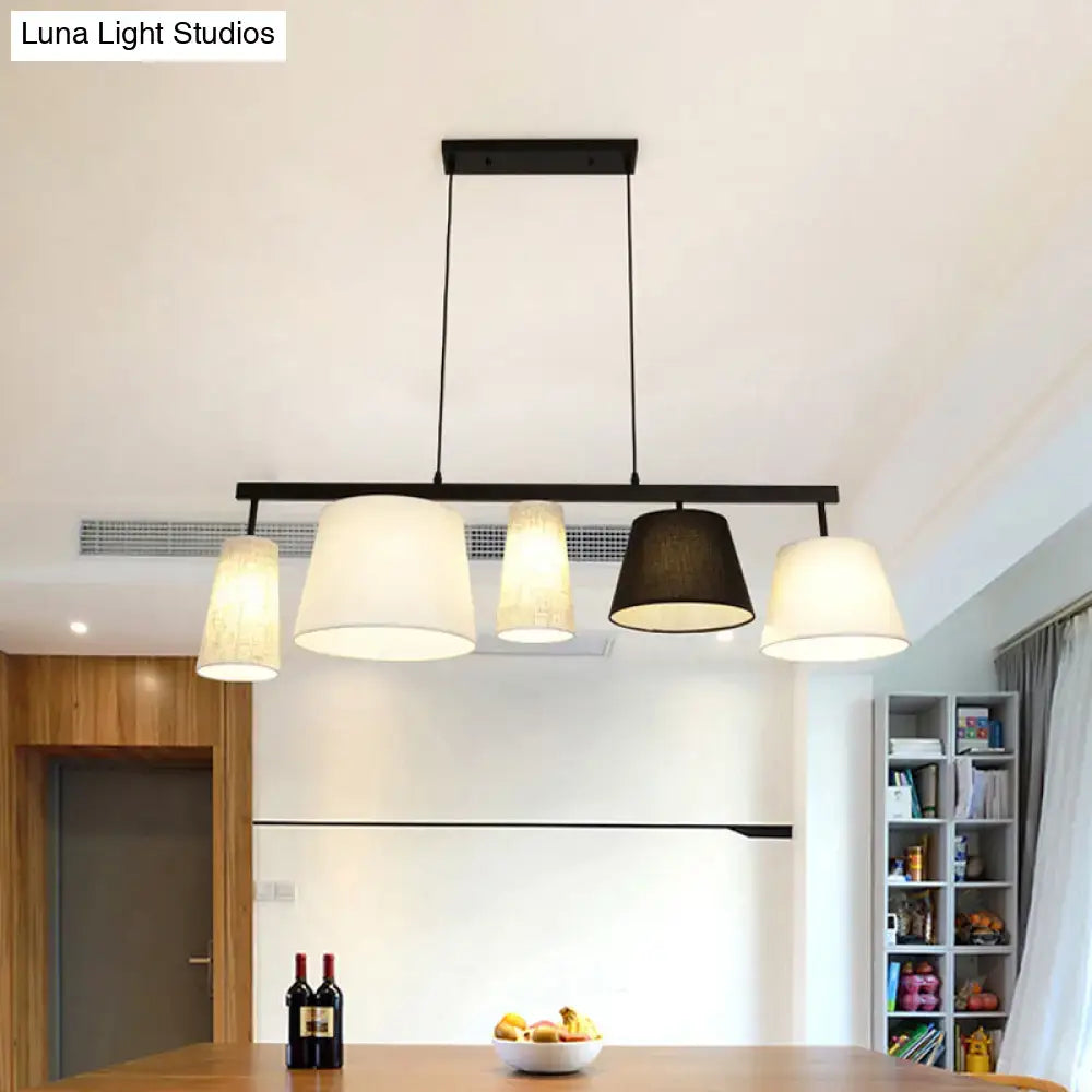 Modern gray & white barrel hanging light kitchen island pendant