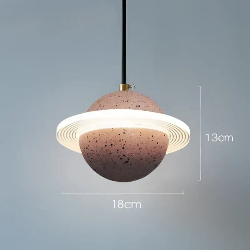 Modern gray & white cement planet pendant light bedroom decor