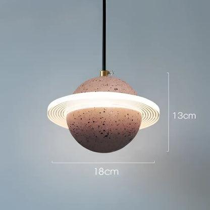 Modern gray & white cement planet pendant light bedroom decor