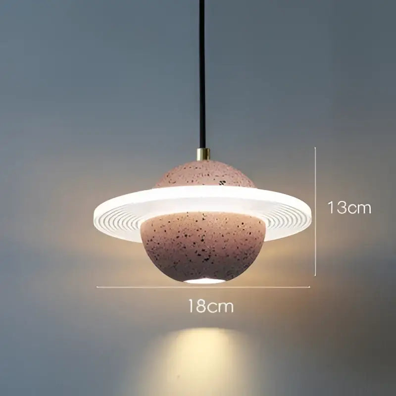 Modern gray & white cement planet pendant light bedroom decor