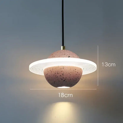 Modern gray & white cement planet pendant light bedroom decor
