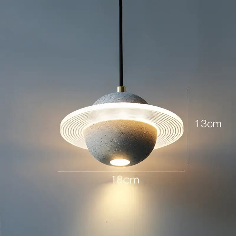 Modern gray & white cement planet pendant light bedroom decor