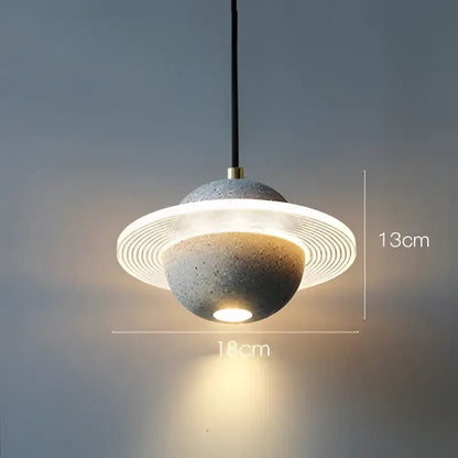 Modern gray & white cement planet pendant light bedroom decor