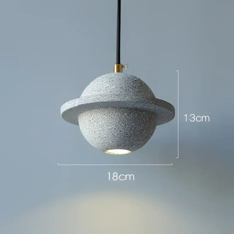 Modern gray & white cement planet pendant light bedroom decor