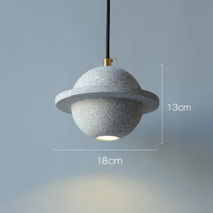 Modern gray & white cement planet pendant light bedroom decor