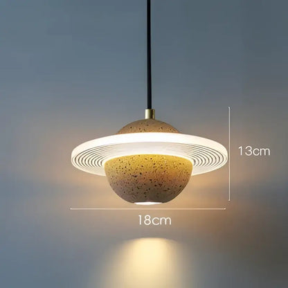 Modern gray & white cement planet pendant light bedroom decor