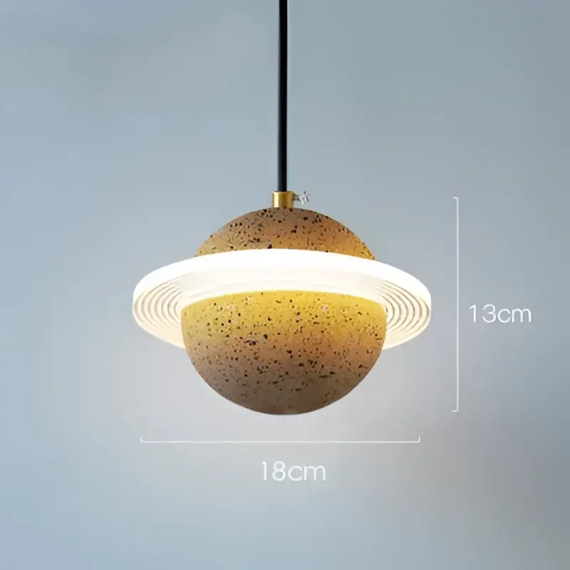 Modern gray & white cement planet pendant light bedroom decor