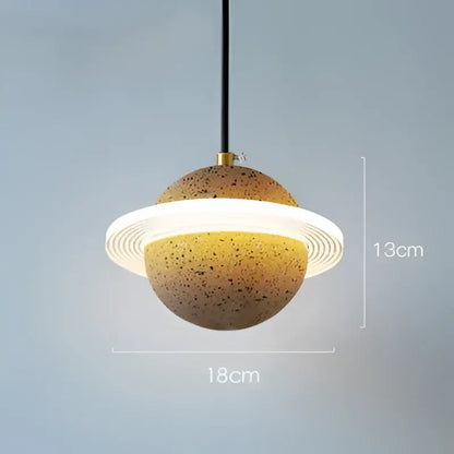 Modern gray & white cement planet pendant light bedroom decor