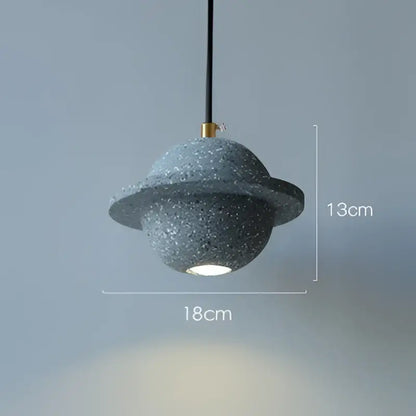 Modern gray & white cement planet pendant light bedroom decor