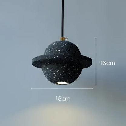 Modern gray & white cement planet pendant light bedroom decor
