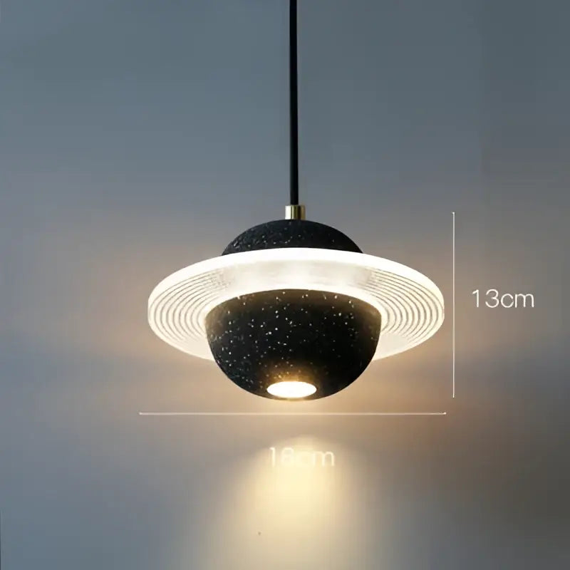 Modern gray & white cement planet pendant light bedroom decor