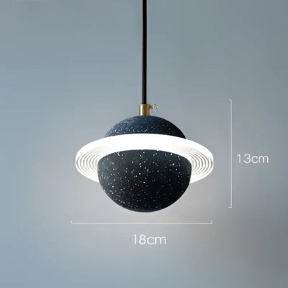 Modern gray & white cement planet pendant light bedroom decor