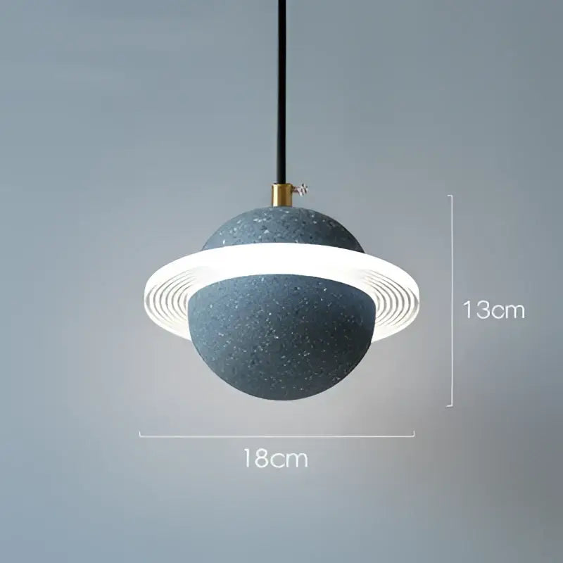 Modern gray & white cement planet pendant light bedroom decor