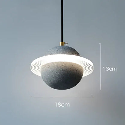 Modern gray & white cement planet pendant light bedroom decor