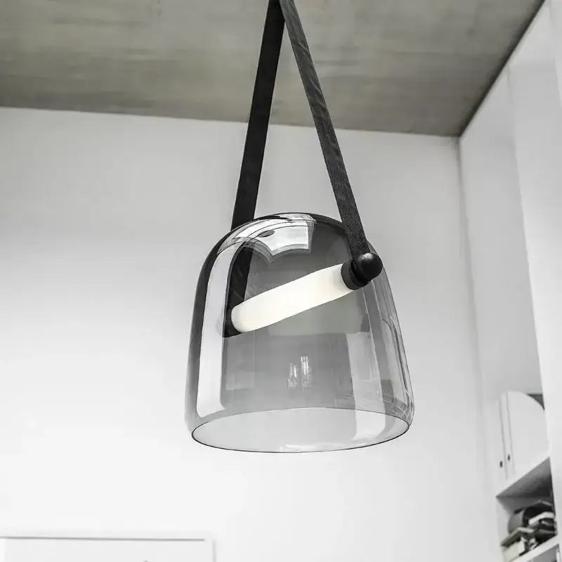 Modern gray & white glass chandelier living room light