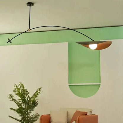 Modern gray & wood adjustable led pendant chandelier dining room