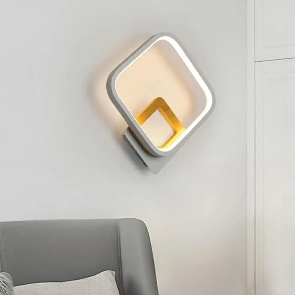 Modern gray & yellow square wall sconce 110v-120v bedroom light