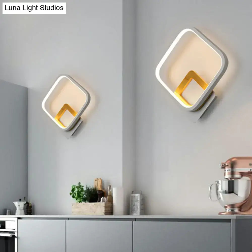 Modern gray & yellow square wall sconce 110v-120v bedroom light