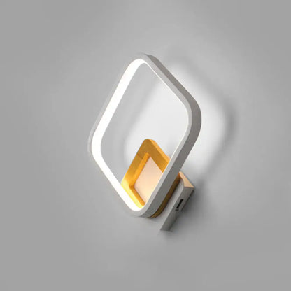 Modern gray & yellow square wall sconce 110v-120v bedroom light