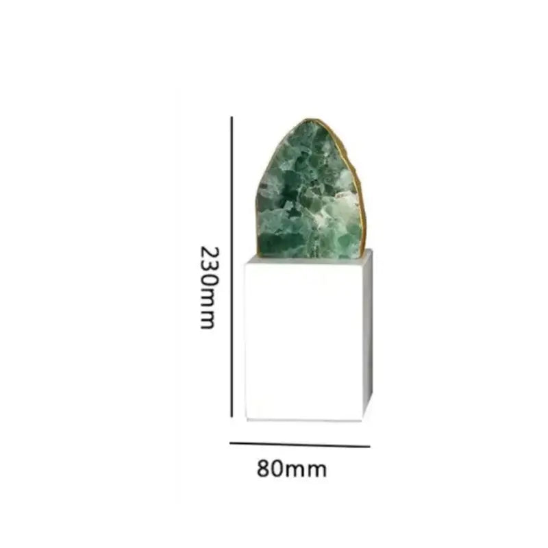 Modern green agate crystal stone bookends living room decor