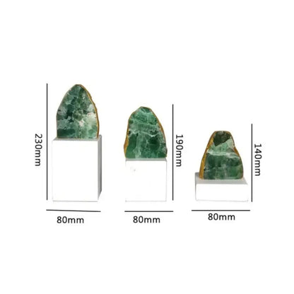 Modern green agate crystal stone bookends living room decor