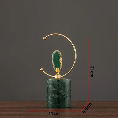 Modern green and gold agate crafts marble base art for living room