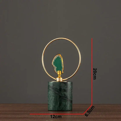Modern green and gold agate crafts marble base art for living room