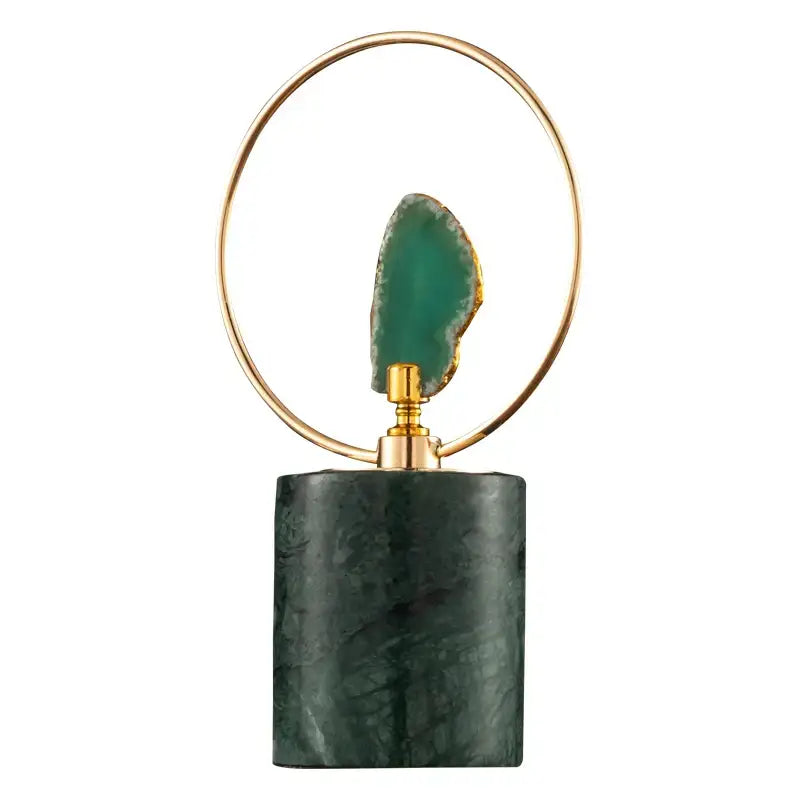 Modern green and gold agate crafts marble base art for living room