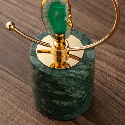 Modern green and gold agate crafts marble base art for living room