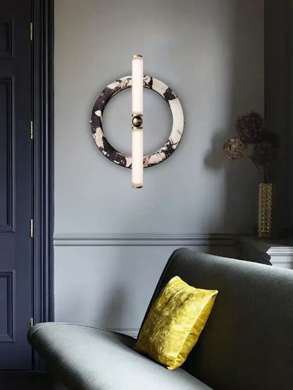 Modern green black marble wall lamp bedroom frosted glass sconce