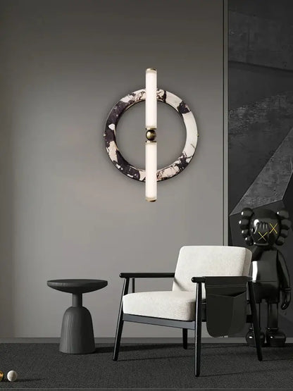 Modern green black marble wall lamp bedroom frosted glass sconce