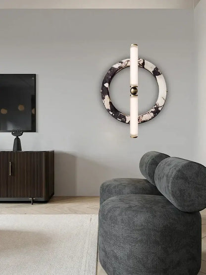 Modern green black marble wall lamp bedroom frosted glass sconce
