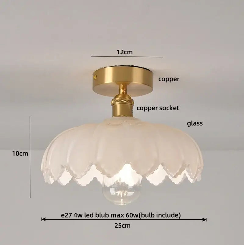 Modern green glass leaf flush mounted ceiling light bedroom