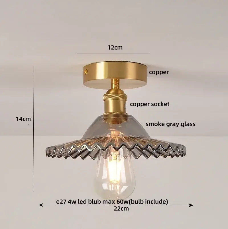 Modern green glass leaf flush mounted ceiling light bedroom